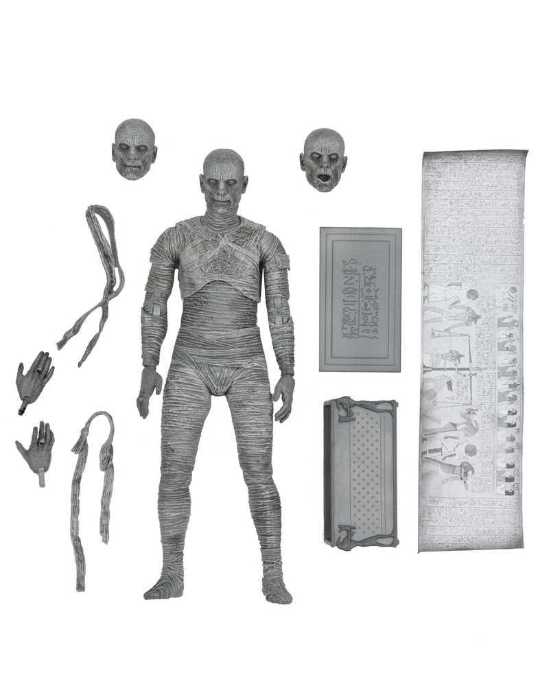 Universal Monsters Mummy 7in Ultimate Action Figure Black & White Version