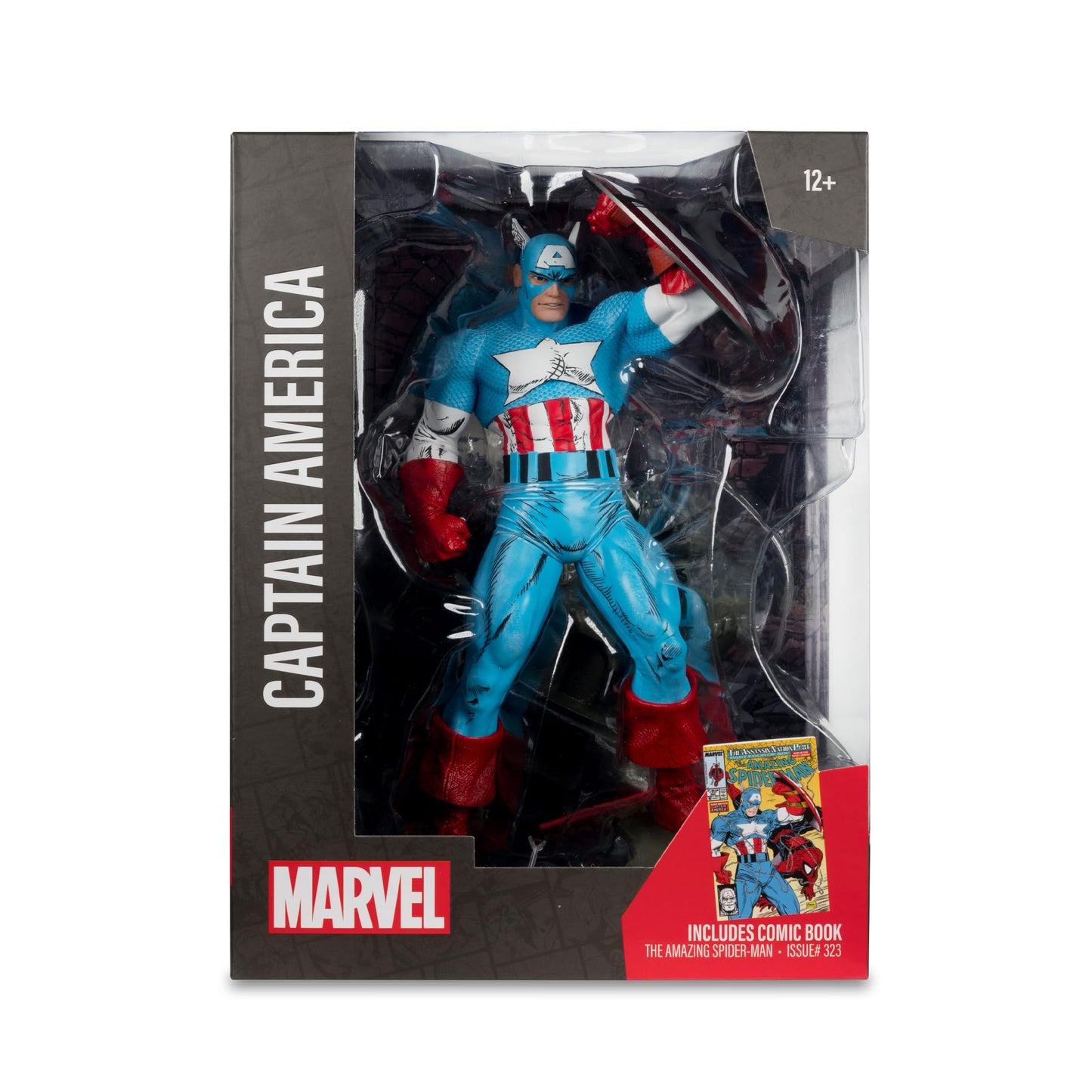 McFarlane Toys - Marvel Captain America 1:6th Scale Posed Figure with Scene & Comic (The Amazing Spider-Man #323)