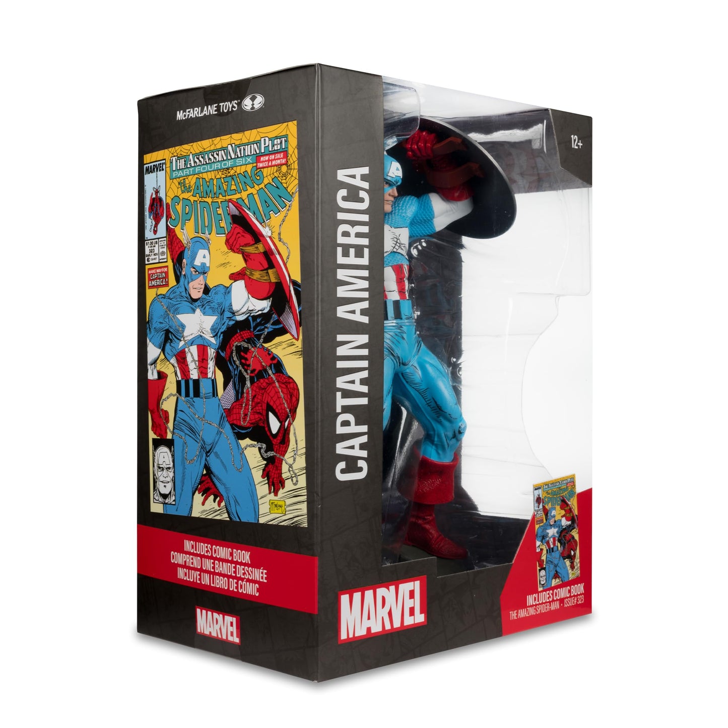 McFarlane Toys - Marvel Captain America 1:6th Scale Posed Figure with Scene & Comic (The Amazing Spider-Man #323)