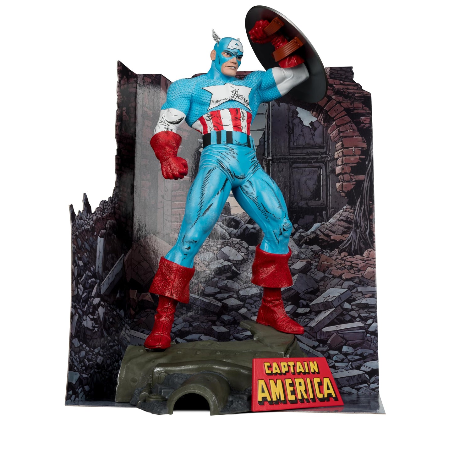 McFarlane Toys - Marvel Captain America 1:6th Scale Posed Figure with Scene & Comic (The Amazing Spider-Man #323)