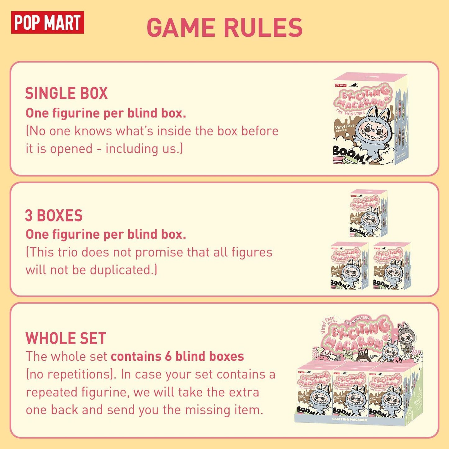 POP MART - Labubu - The Monsters - Tasty Macarons Vinyl Face - x1 randomly selected blind box