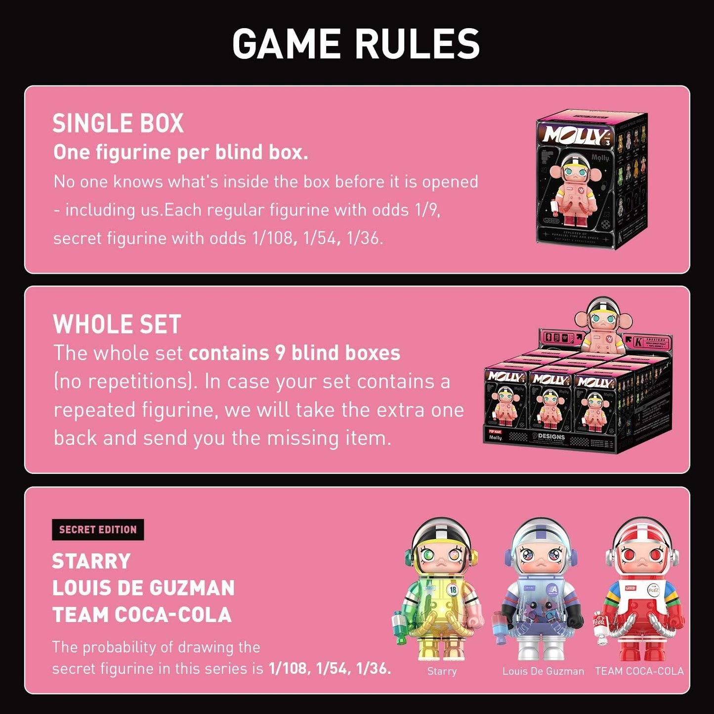 POP MART MEGA Space Molly 100% Series 3, Molly Blind Box Figures - Single Box