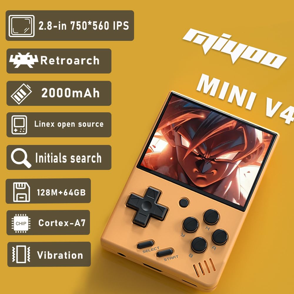 Miyoo Miyoo Mini V4 Retro Game Console - Yellow