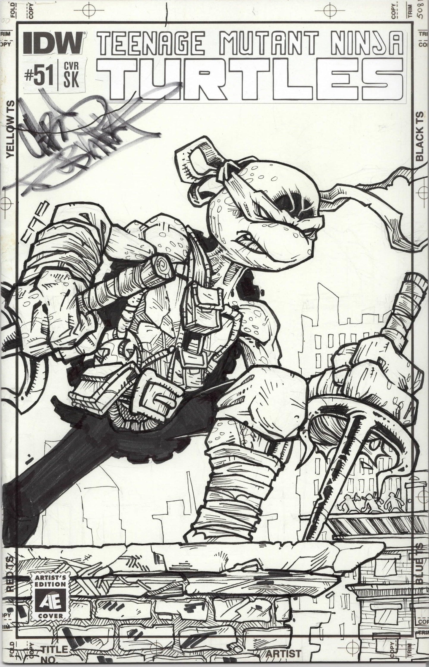 Teenage Mutant Ninja Turtles #51 (Sketch Cover) Artist: Chris Burkheart)