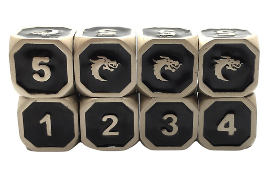 Elven Forged D6 Set- Black w/ Silver