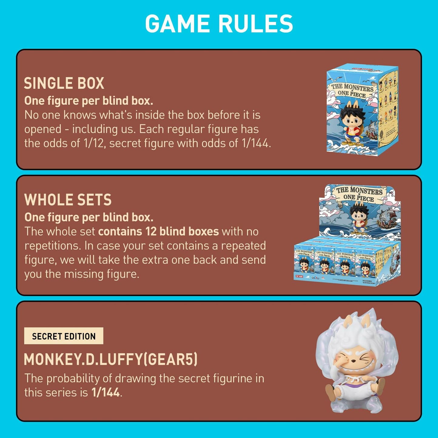 POP MART The Monsters × One Piece Series Blind Box Figures - Single Box
